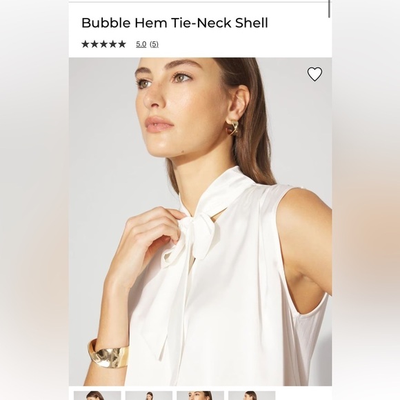 White House Black Market Tops - White House Black Market Ivory Tie-Neck Blouse